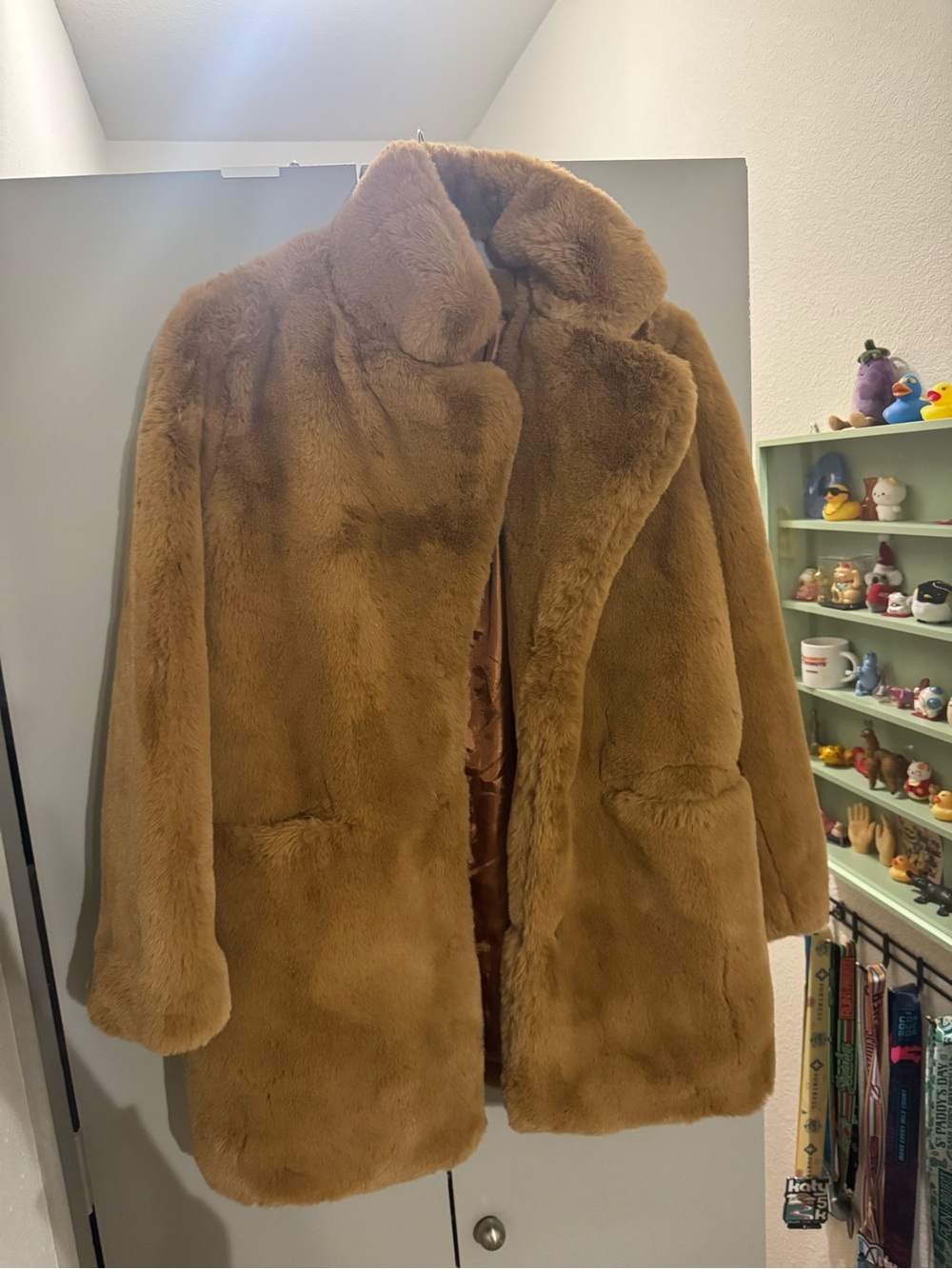 Nasty Gal Teddy Coat in Camel Brown